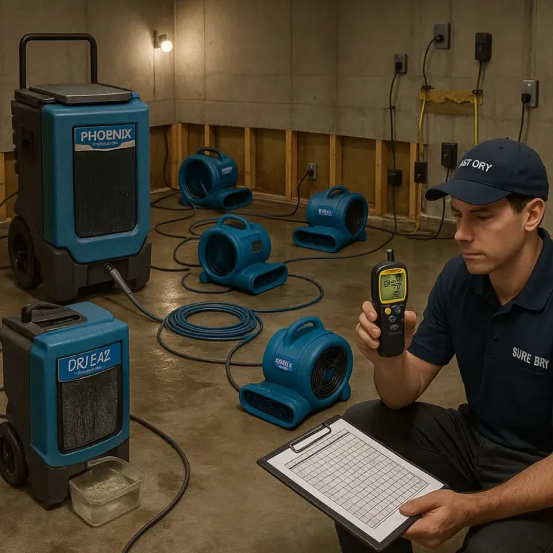 Structural Drying and Dehumidification process in Townshend, VT